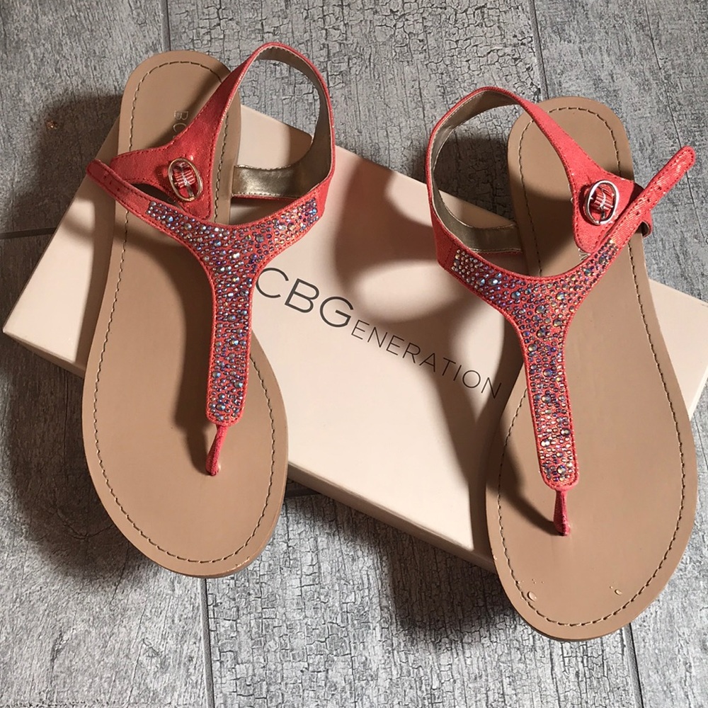 BCBG sandals with rhinestones